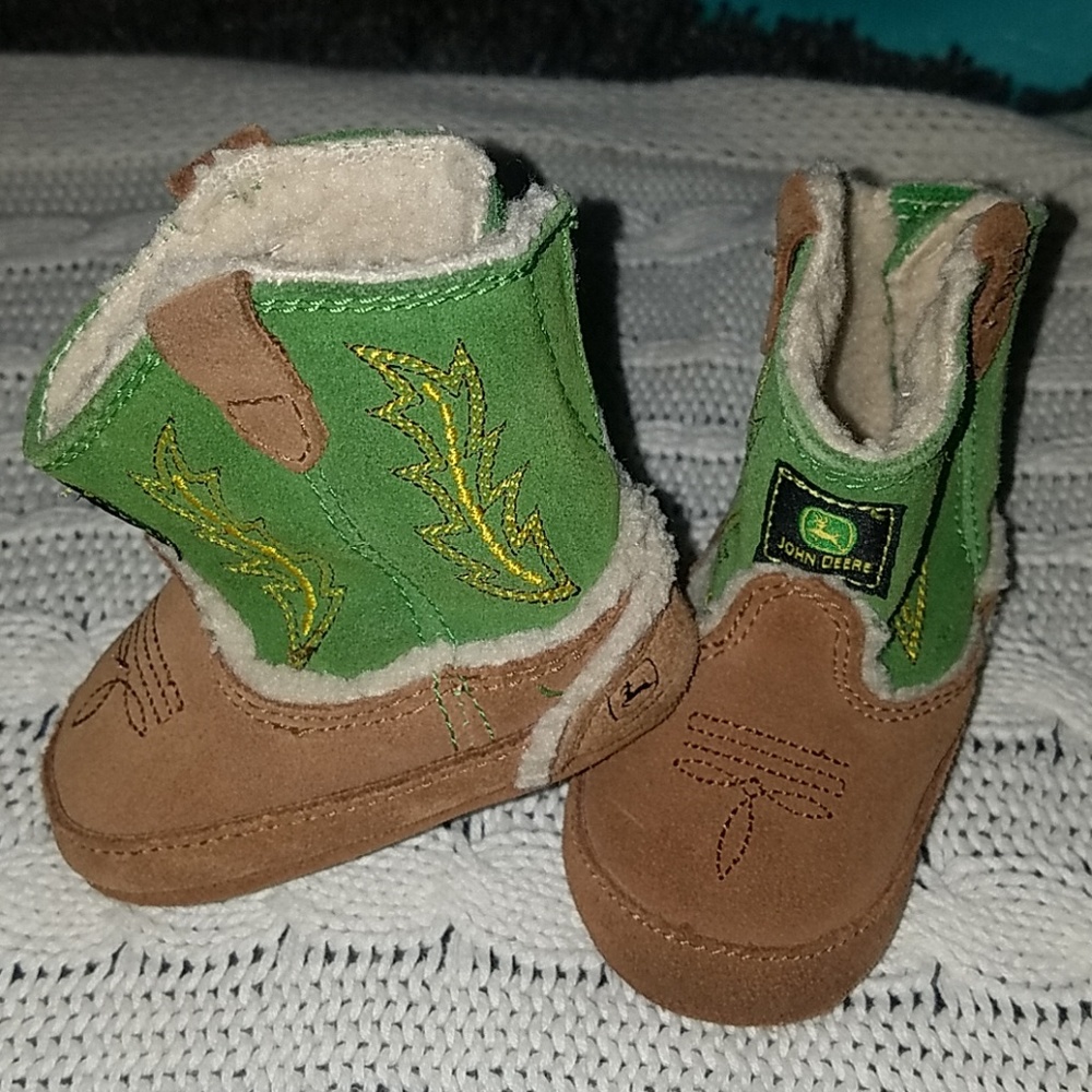 Baby shoes size 2 John Deere baby boots an onesie